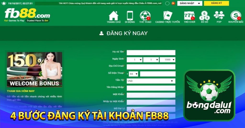 4 bước đăng ký tài khoản FB88 