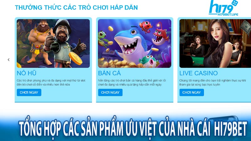 Tổng hợp các sản phẩm ưu việt của nhà cái  Hi79bet